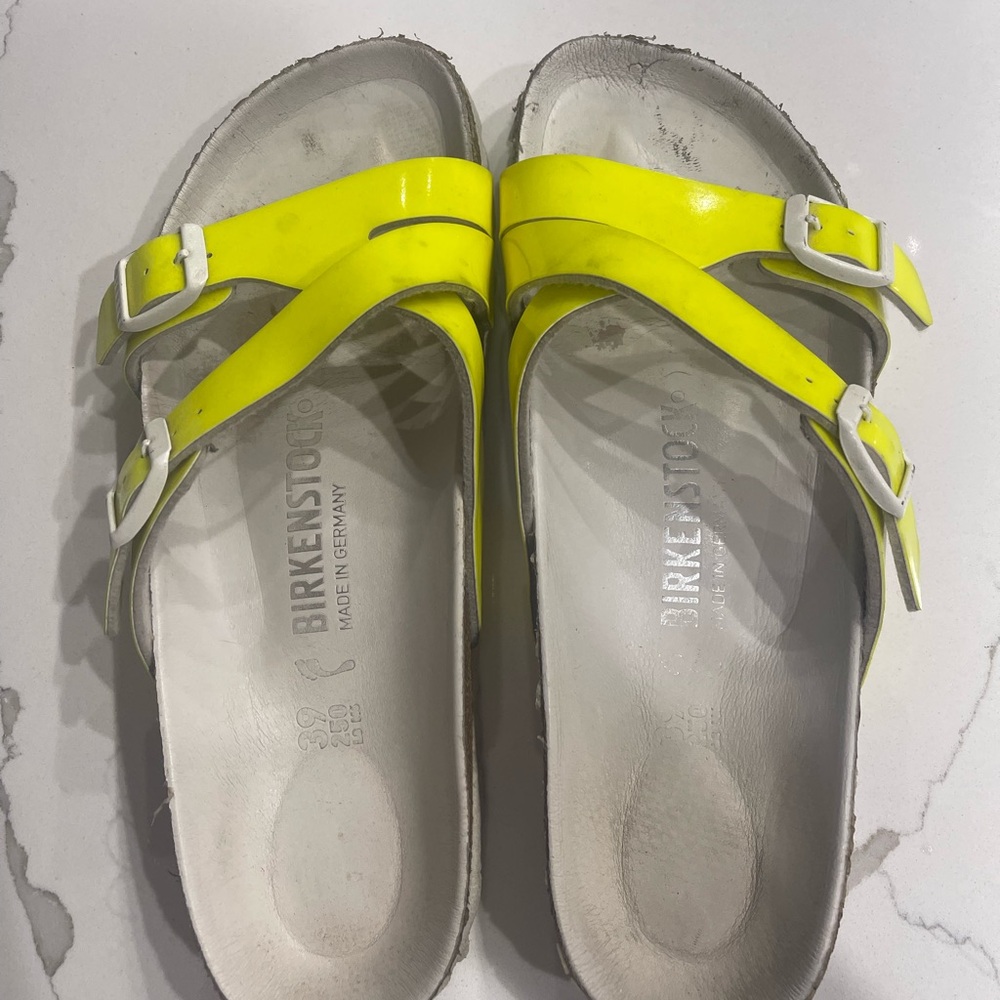 Birkenstock Yao Balance Birko-Flor Yellow Neon Sandals 8.5